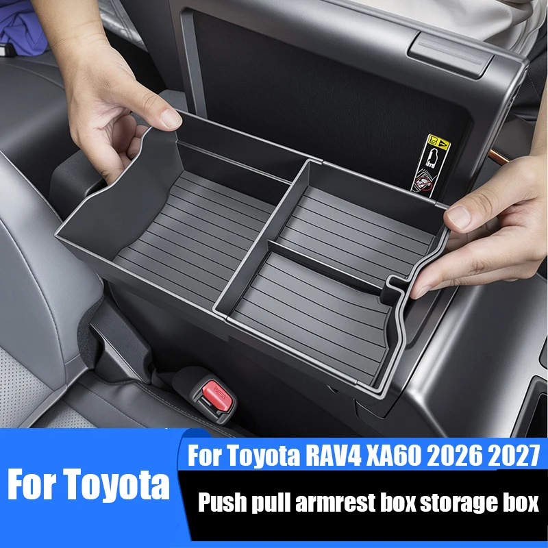 for Toyota RAV4 XA60 Wildlander 2026 2027 Push pull armrest box storage box made of ABS material for in car storage items