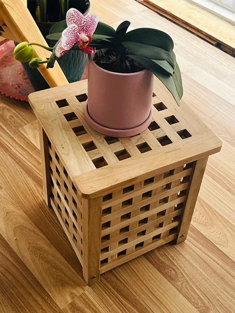 

Modern Minimalist Assemble Low Stool Solid Wood Storage Stools Household Wwooden Ottoman Flower Rack Multifunctional Furniture