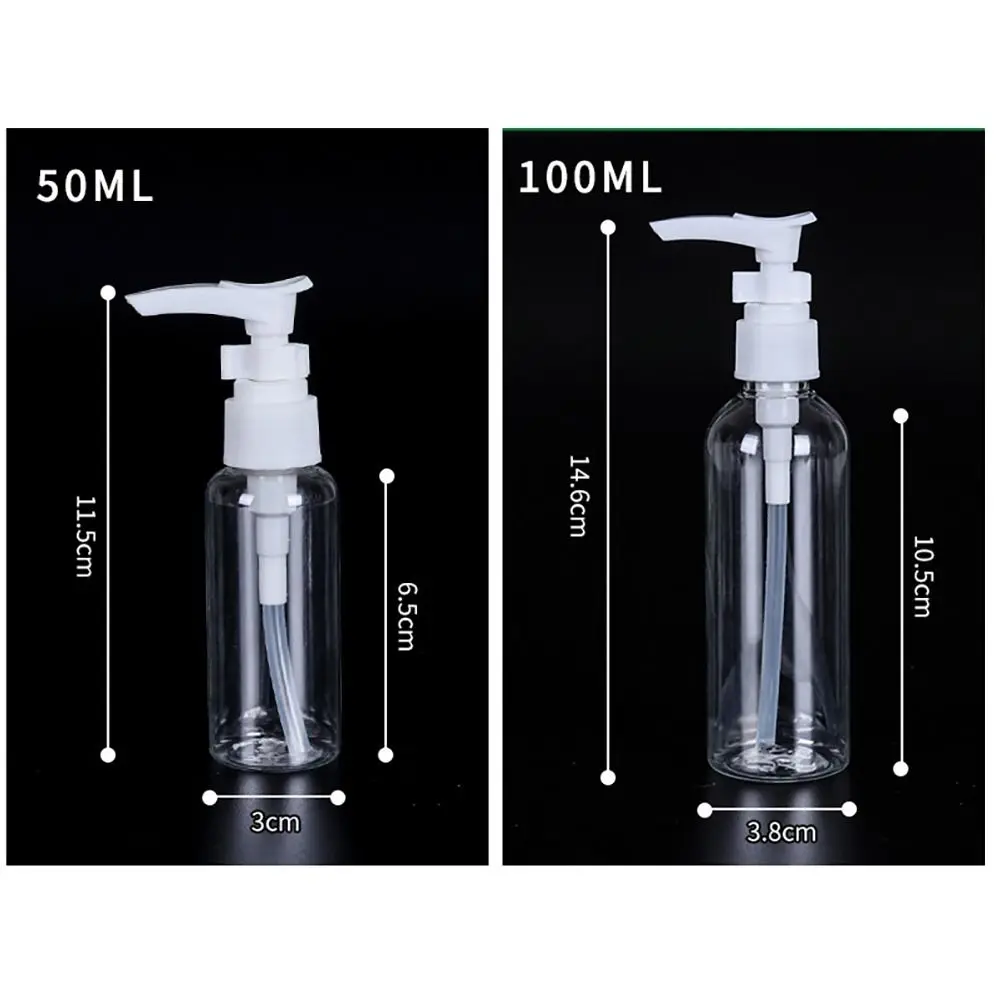 50ml/100ml Travel Transparent Vacuum Dispensing Airless Lotion Bottle Portable Sample Cosmetic Spray Bottle Refillable Container