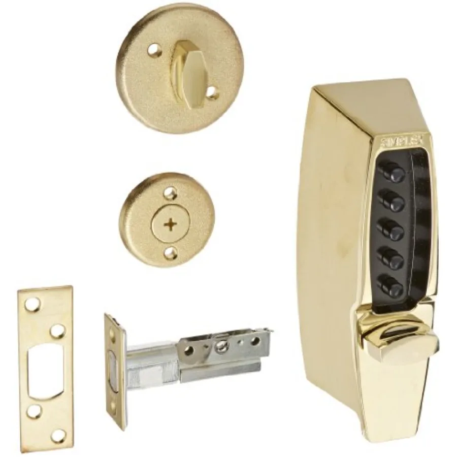 

710803 Kaba 7100 Series Metal Mechanical Pushbutton Auxiliary Lock with Thumbturn 25mm Tubular Deadbolt Flat Front Face Plate 6