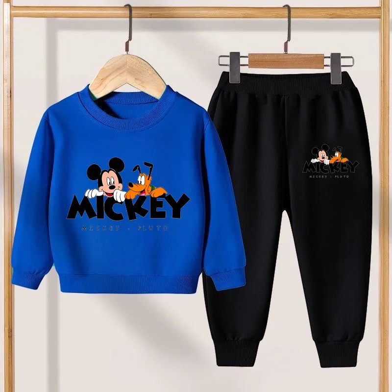 Mickey Print Spring New Children's Clothing Sets Breathable Boys O Neck Hoodies Long Pant Two Piece Suit Kids Casual Tracksuit