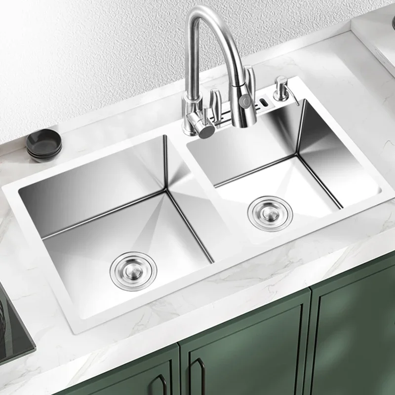 

Double Kitchen Sink Filter Undermount Stainless SteelMixer Taps Drainer Dish Drainer BASKET Fregaderos De Cocina Kitchen Gadgets