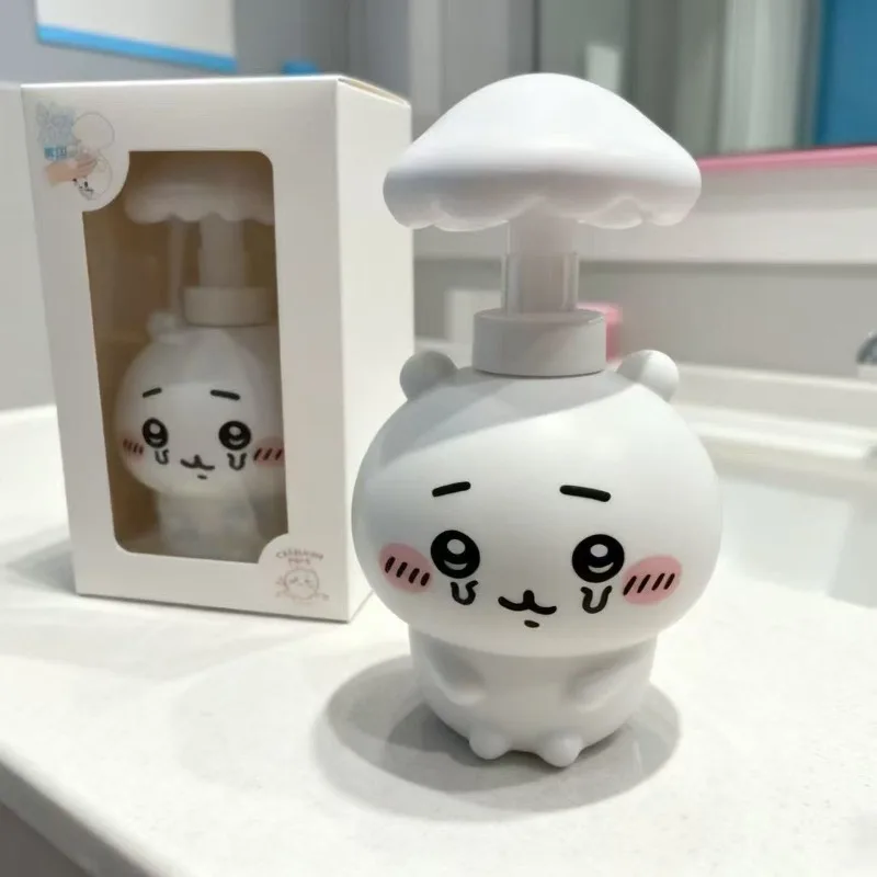 Dispensador de gel hidroalcohólico con diseño de cabeza de hongo de Chiikawa, botella decorativa para lavabo, botella vacía para gel hidroalcohólico.