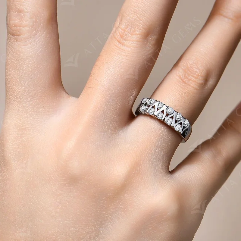 ATTAGEMS cincin berlian Moissanite 0,66 CT baru untuk wanita warna D VVS1 S925 perak perhiasan cincin pernikahan pertunangan hadiah mewah