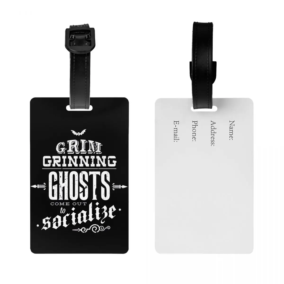 Custom Spookachtig Herenhuis Grimmig Grijnzend Geesten Bagagelabel Met Naamkaart Privacy Cover Id Label Voor Reistas Koffer