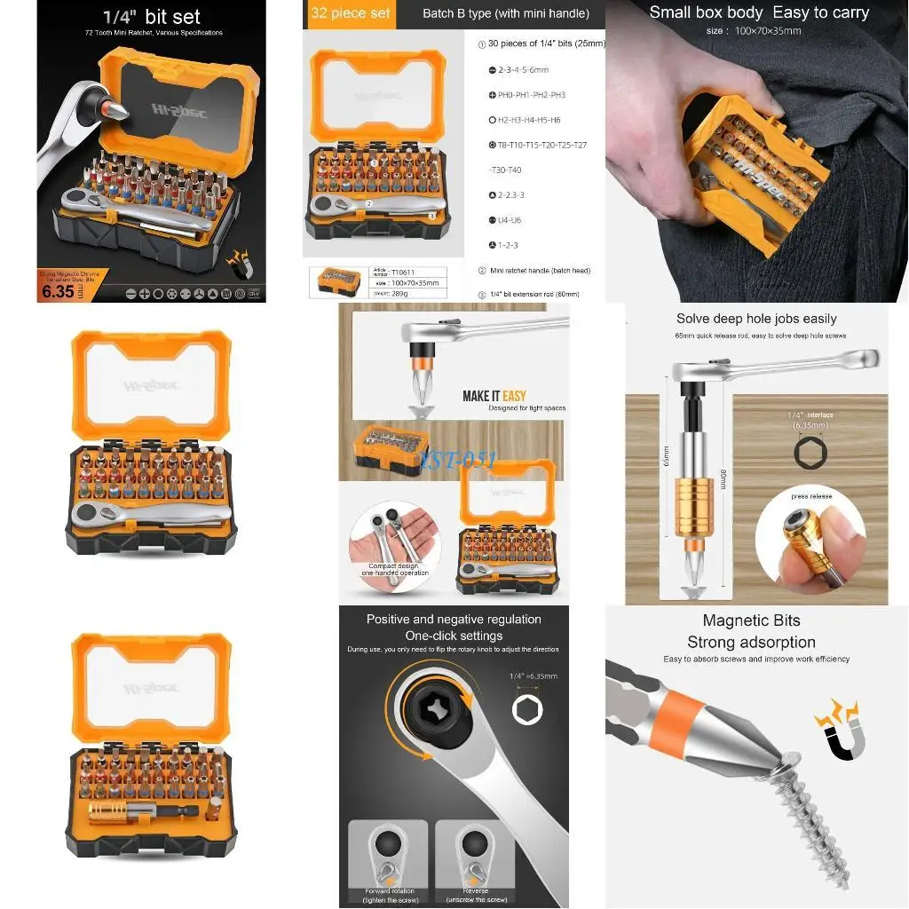 

E15A 32-Piece Screwdriver Bit Set Security Bit Chrome Vanadium Steel Professional