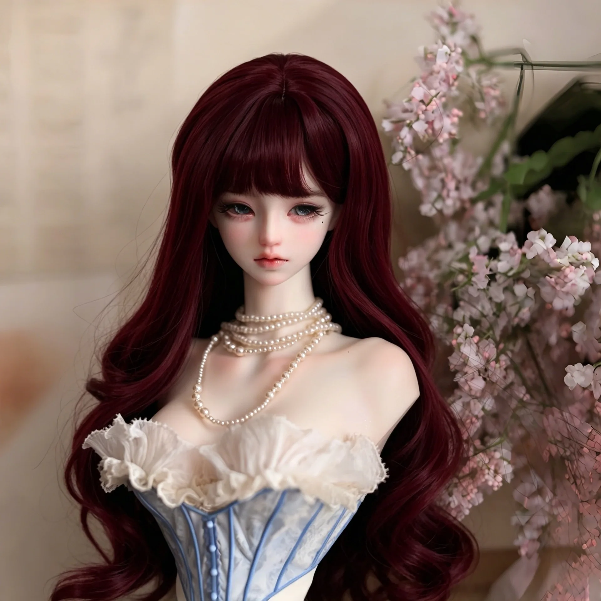Multi-Color Full Bang Long Curly Finished Wig for 1/3 1/4 1/6 BJD Doll Wig Soft High Temp Silk Ready-to-Wear Dress Up Doll Hair view 3