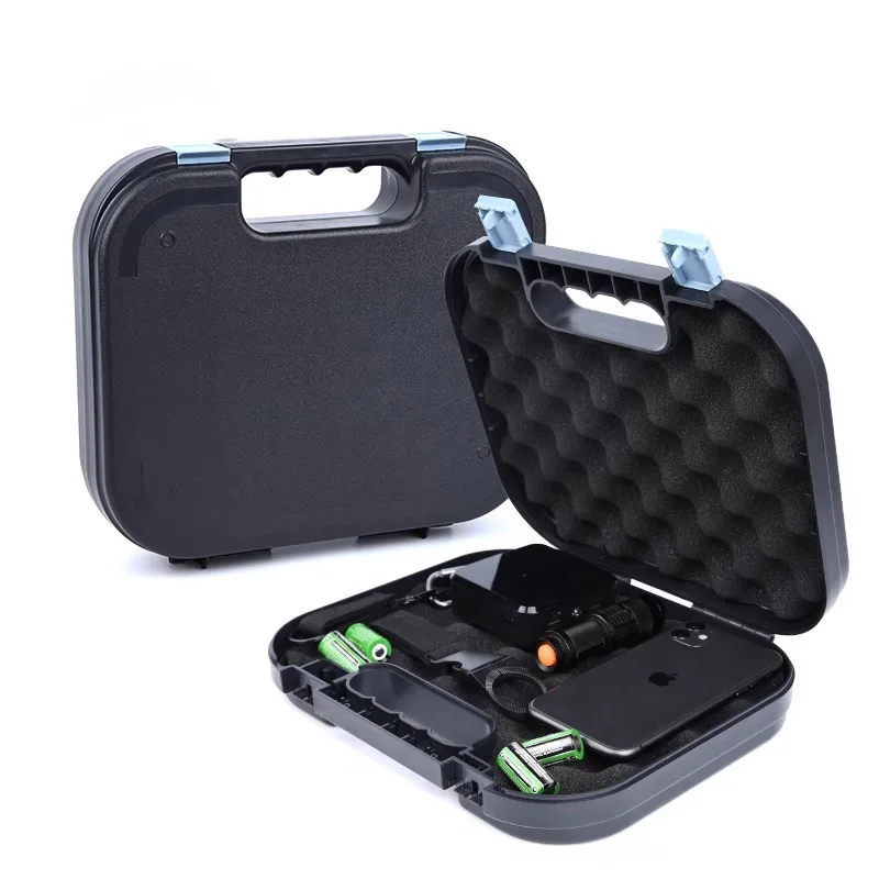 

Pistol Safety Case Hard Shell, Lockable Tactical Gun Storage Box with Padded Foam for Glock, Hunting & Range Accessories ﻿storag