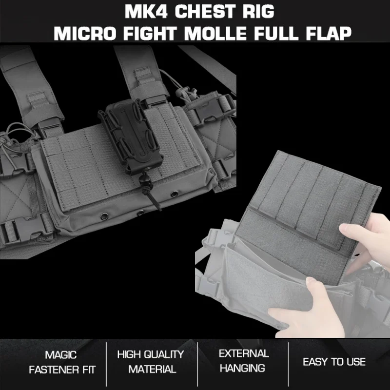 

Molle MK4 Micro Fight Chest Rig Full Flap | Modular Platform MOLLE Compatible Front Panel | For Hunting Equipment Accessories