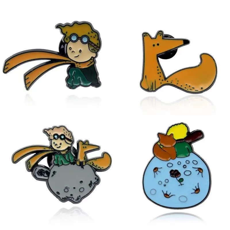Die kleinen Prinz Fuchs harte Emaille Pins sammeln Kreativität Anime Katze Metall Cartoon Brosche Rucksack Kragen Revers Abzeichen