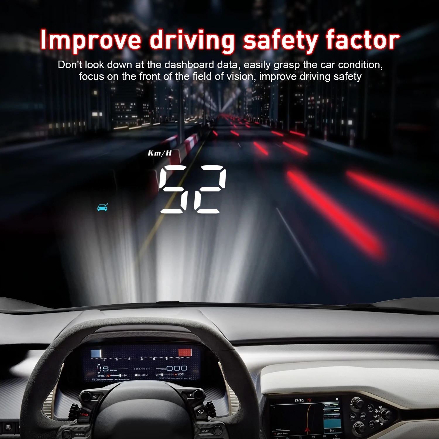 M8 GPS HUD Head Up Display tachimetro per Auto OBD2 EUOBD proiettore di avviso di velocità eccessiva parabrezza allarme di tensione elettronico