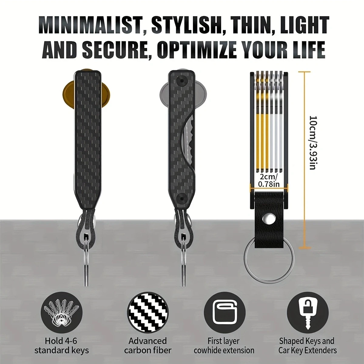 Mini Key Organizer Keychain Holder - Compact KeyHolder for Keychain Case