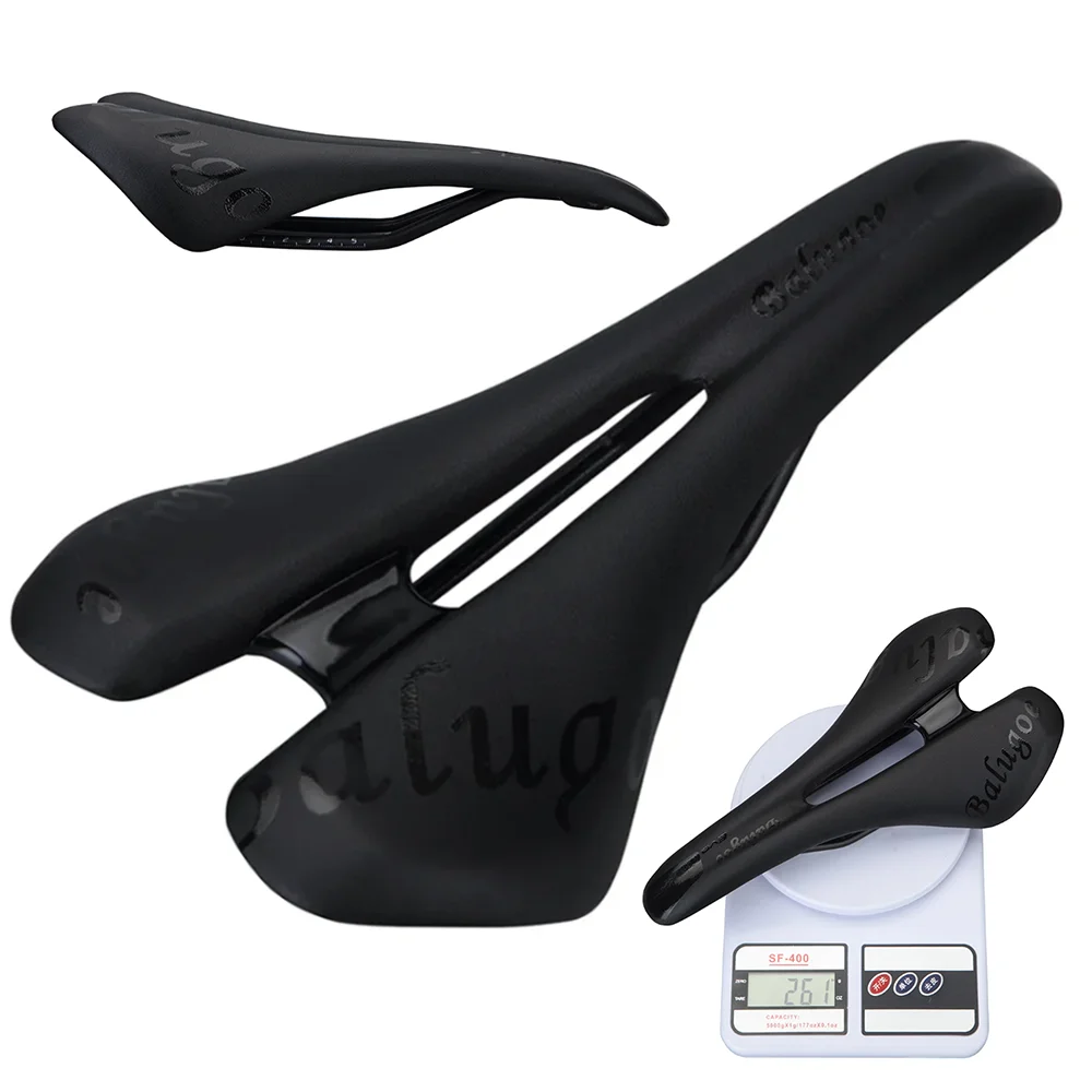

BALUGOE Road Bike Seat Cushion Mountain Bike Saddle 275-140mm Steel Bow Black Universal Hollow Breathable Riding Accessories