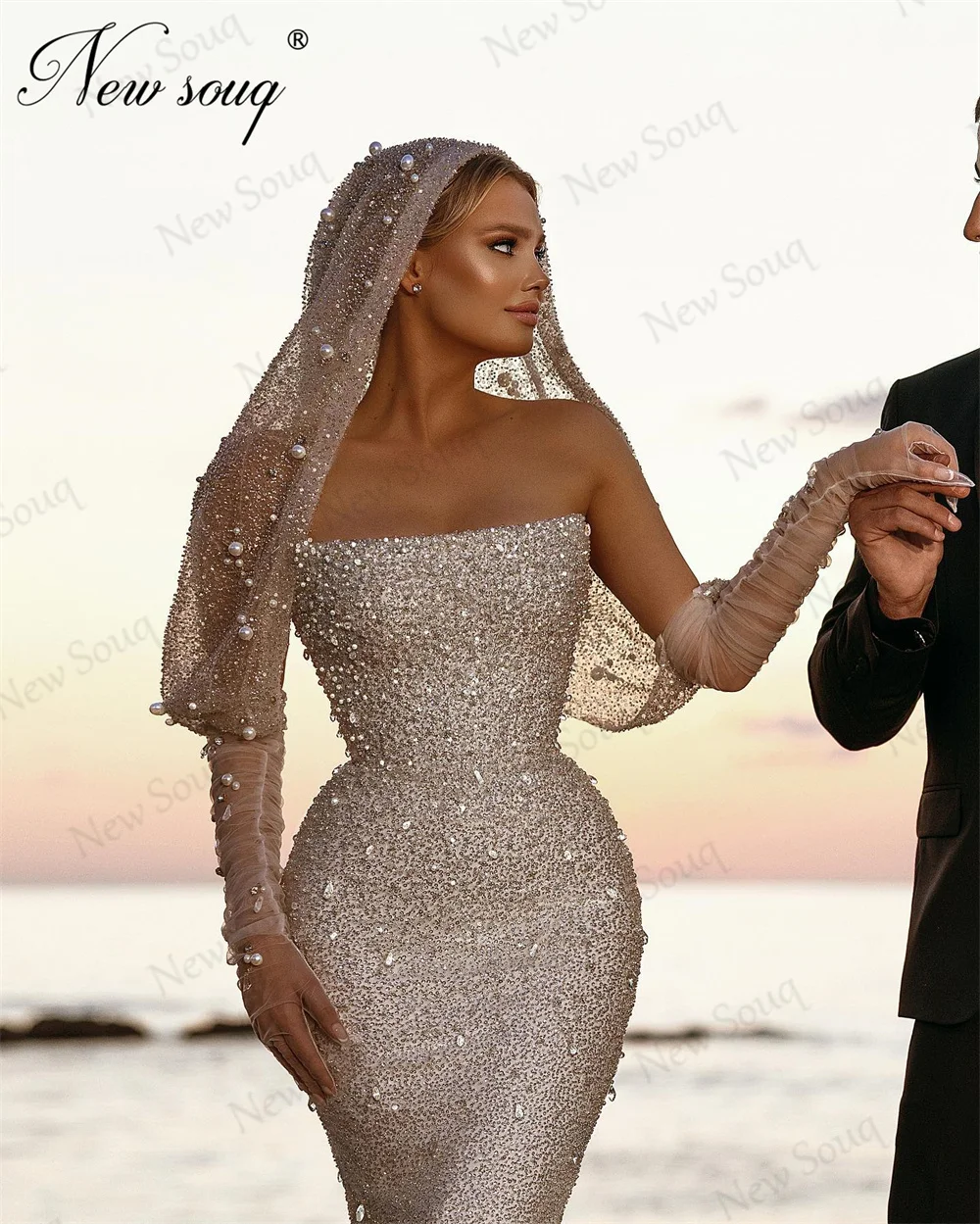 Kaftans Beading Evening Dresses Turkish Beading Mermaid Wedding Party Dress Robes Du Soir Engagement Cocktail Dress Custom Made