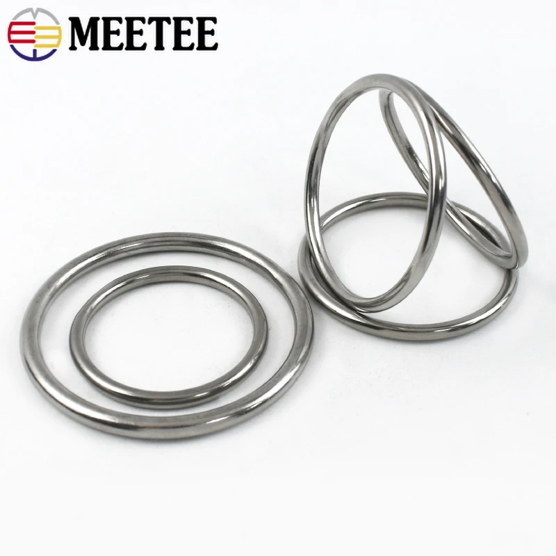 2-10P Stainless Steel Buckle 15-100mm O Ring for Keychain Metal Buckles Backpack Carabiner Clips Bag Strap Loop Hook Rings Clasp