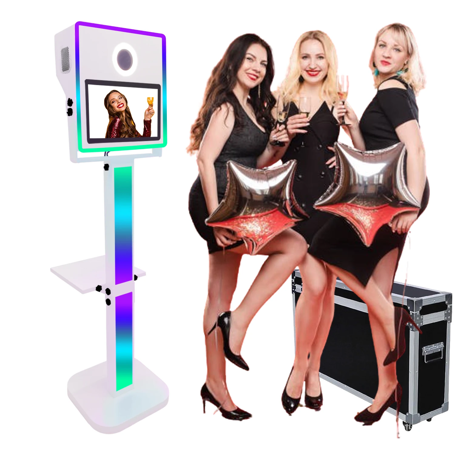 

Portable Magic Mirror Photo Booth shell 15.6 Inch Touch Screen DSLR camera Photo Booth kiosk Selfie for Weddings Party Events ﻿