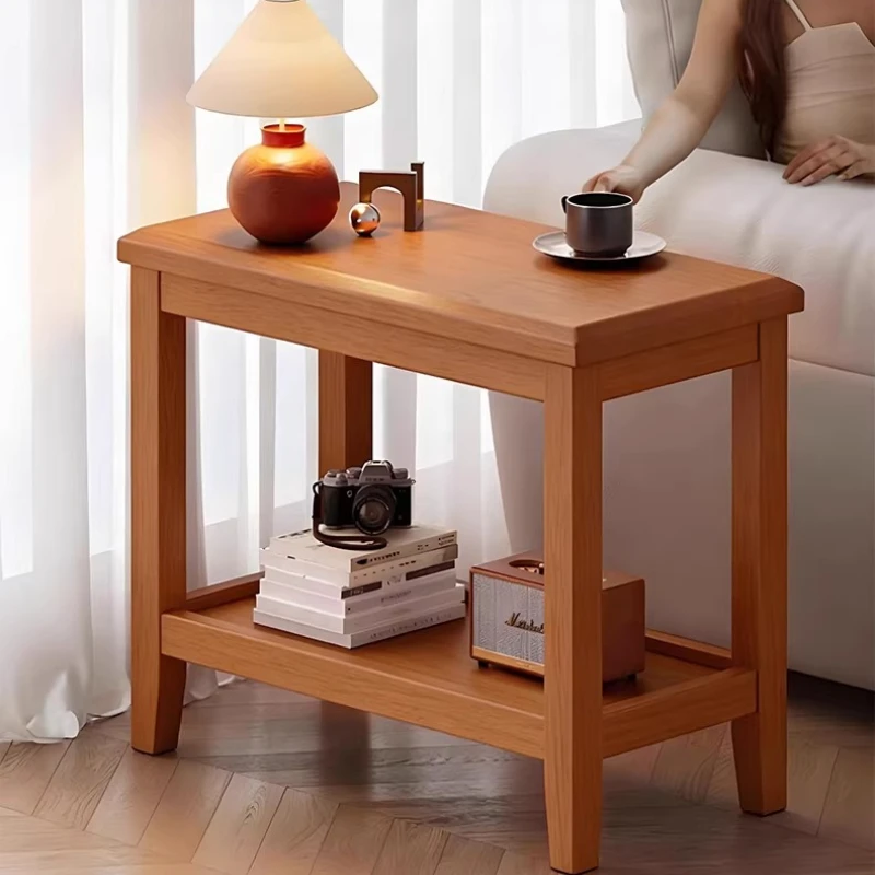 

Современный минималистичный приставной столик, угловой столик из массива дерева для дивана, маленький чайный столик для балкона, прикроватная тумбочка-полка для дома