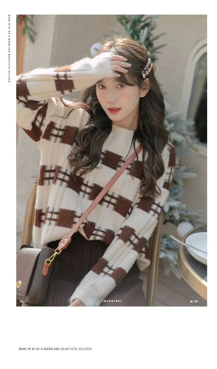 Korean Sweater Pullover Women Autumn and Winter Loose Pullover Sweet Knitwear Pullover Female