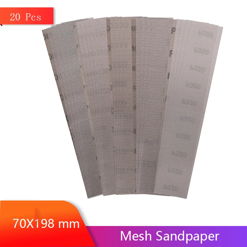 

70X198mm Mesh Sandpaper Hook and Loop Sanding Disc 20 Pcs Assorted 80-320 Grit for Auto Wood Drywall Metal Polishing and Sanding