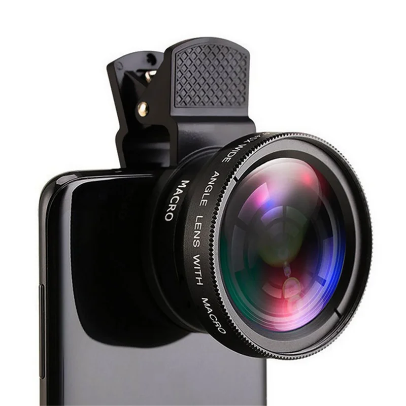 Lente de teléfono móvil de 2 funciones lente gran angular 0,45X y lente de cámara Macro HD 12,5X Universal para iPhone Android teléfono inteligente