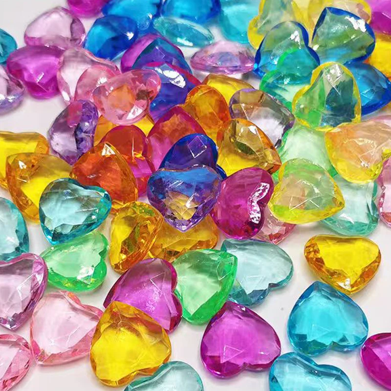 30 Uds. De gemas de diamante acrílico en forma de corazón de 25MM, recuerdos de fiesta del tesoro pirata, bolsas de regalos para niños, regalos