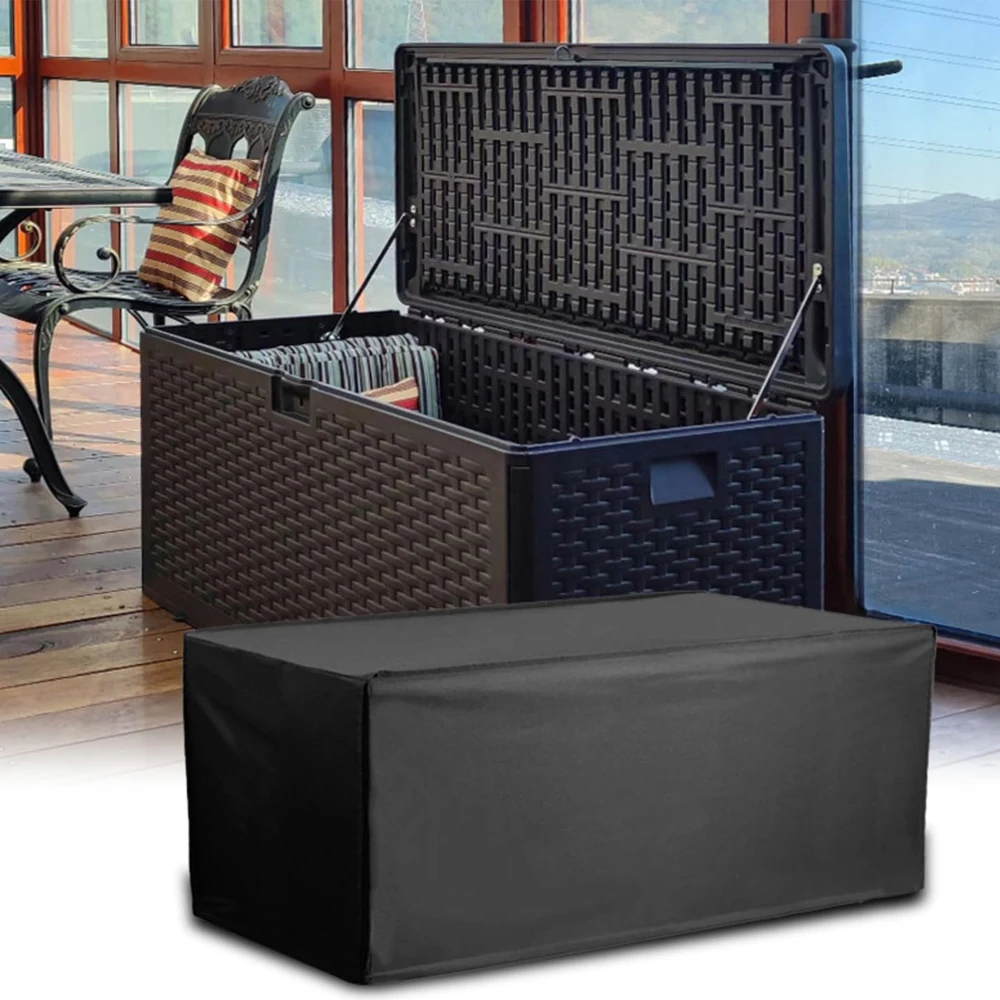 210D Deck Box Cover Waterproof Patio Storage Box with Zipper Ottoman Bench Cover Rectangular for Rain Snow Dust Resistant