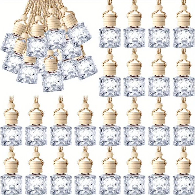 20 Stück 8ml Auto-Parfümfläschchen zum Aufhängen, nachfüllbarer Lufterfrischer-Diffusor, Glasfläschchen für ätherische Öle, hängender Aromatherapie-Anhänger – Detail 1