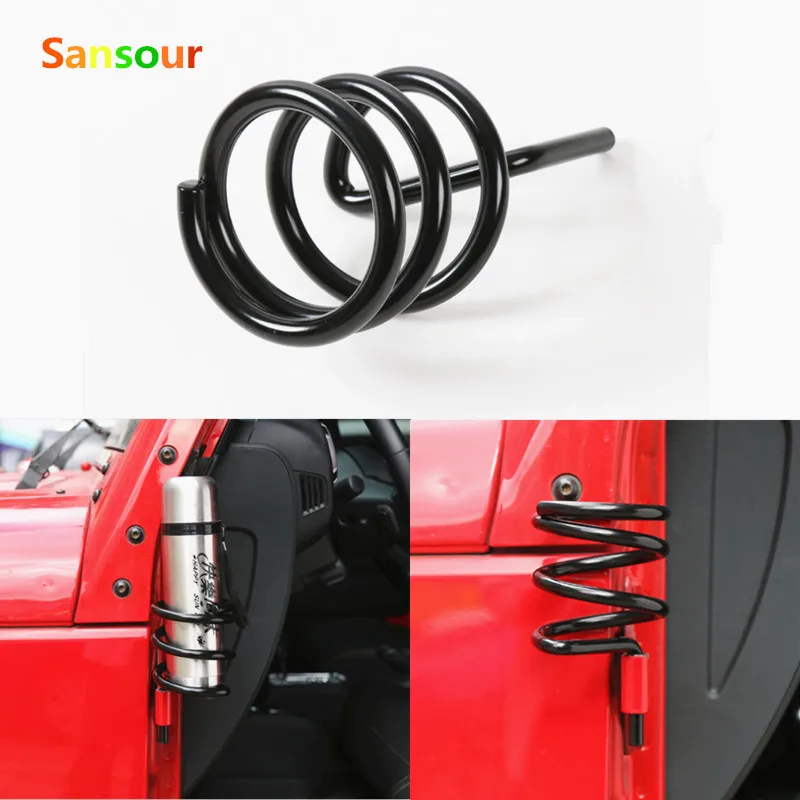 

Sansour Spring Shape Water Cup Holder Beverage Drinks Bottle Carrier Stand Steel For Jeep Wrangler jk Free Shipping