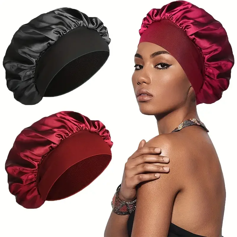 Satin Solid Color Sleeping Cap Silk Soft Cap Sleeping Hair Care Cap Hair Band Elastic Soft Band Hair Band Tool