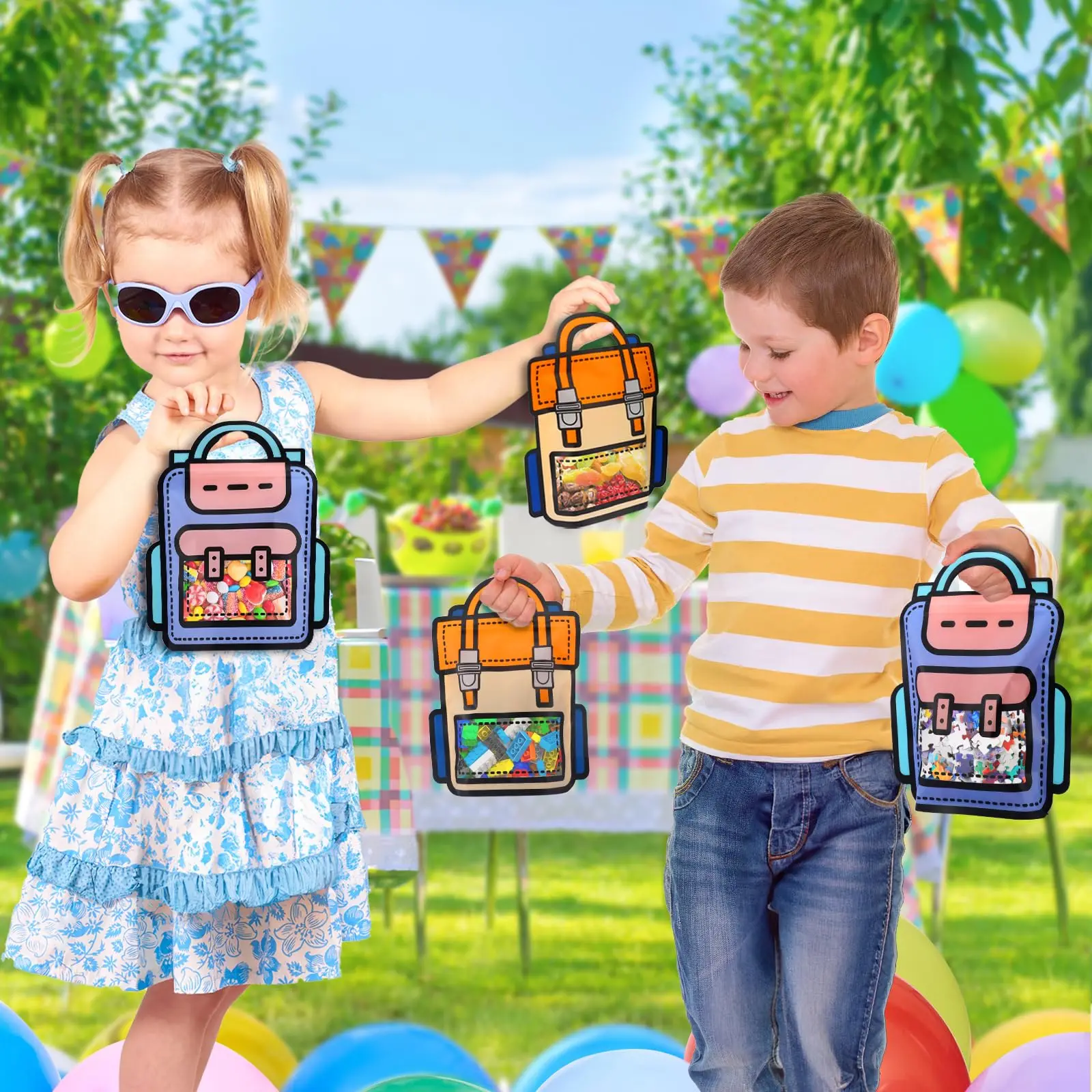 1–50 Stück große Goodie-Taschen, niedlicher Cartoon-Geburtstagsrucksack mit Griff oben für Kinder, Snack-Süßigkeitentüte für Halloween-Partygeschenke – Detail 6