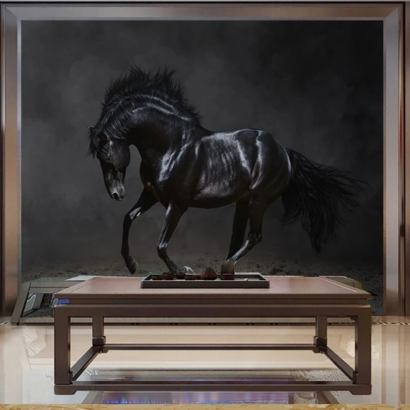 Custom Mural Wallpaper Waterproof Dark Horse Galloping Art Background Decor Living Room Children Room Bedroom Photo Wallpaper