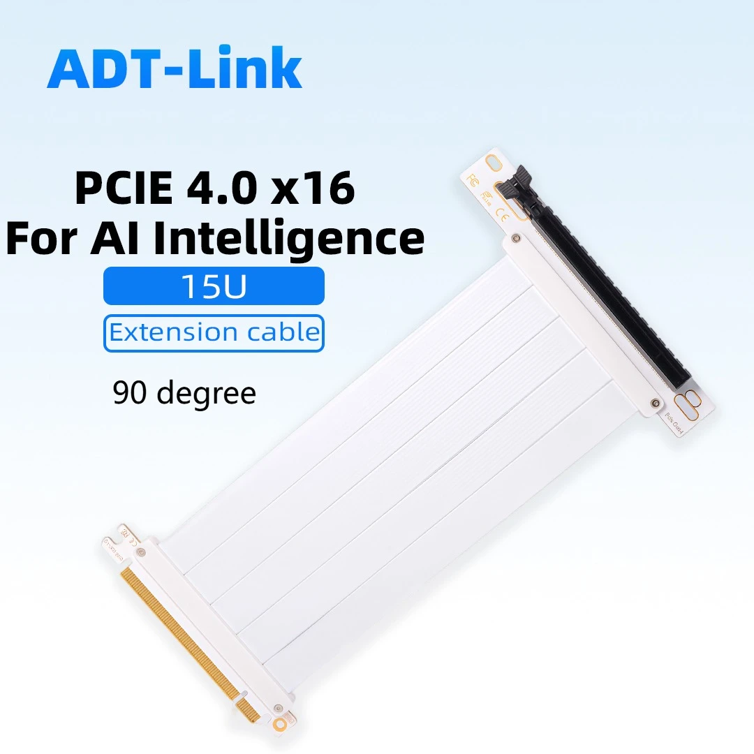 

PCIE 4.0 X16 Adapter Graphics Card Extension Riser Cable 90 Degree for GPU Gold Finger PCI-Express for server Computer 15-20cm