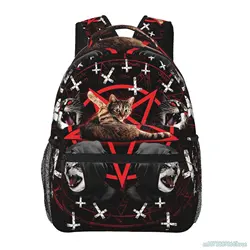 Pentagram Satanic Cats Death Black Metal Backpack Funny School Bookbags Lightweight Laptop Bag Travel Hiking Waterproof Daypack