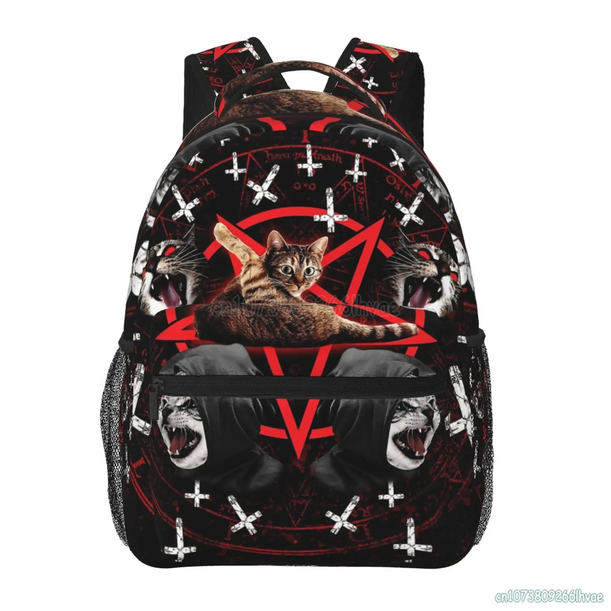 Pentagram satanistyczne koty Death czarny metalowy plecak zabawny szkolny plecak lekka torba na laptopa podróżna wodoodporna plecak