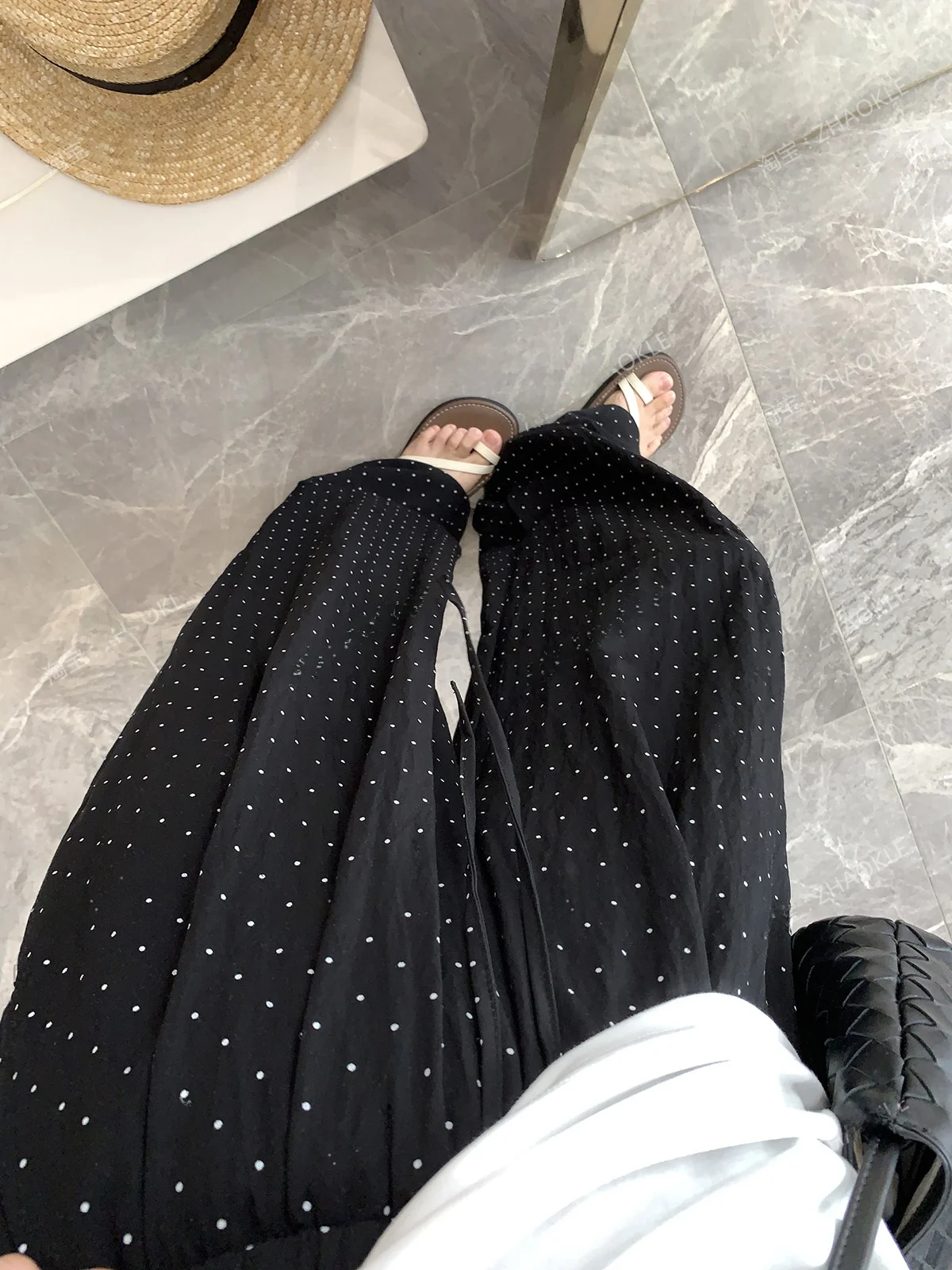 

Chic Wide Leg Floor-Length Pants Zhao Spring Summer Loose Slimming Straight Long Trousers Women High Waist Casual Pants