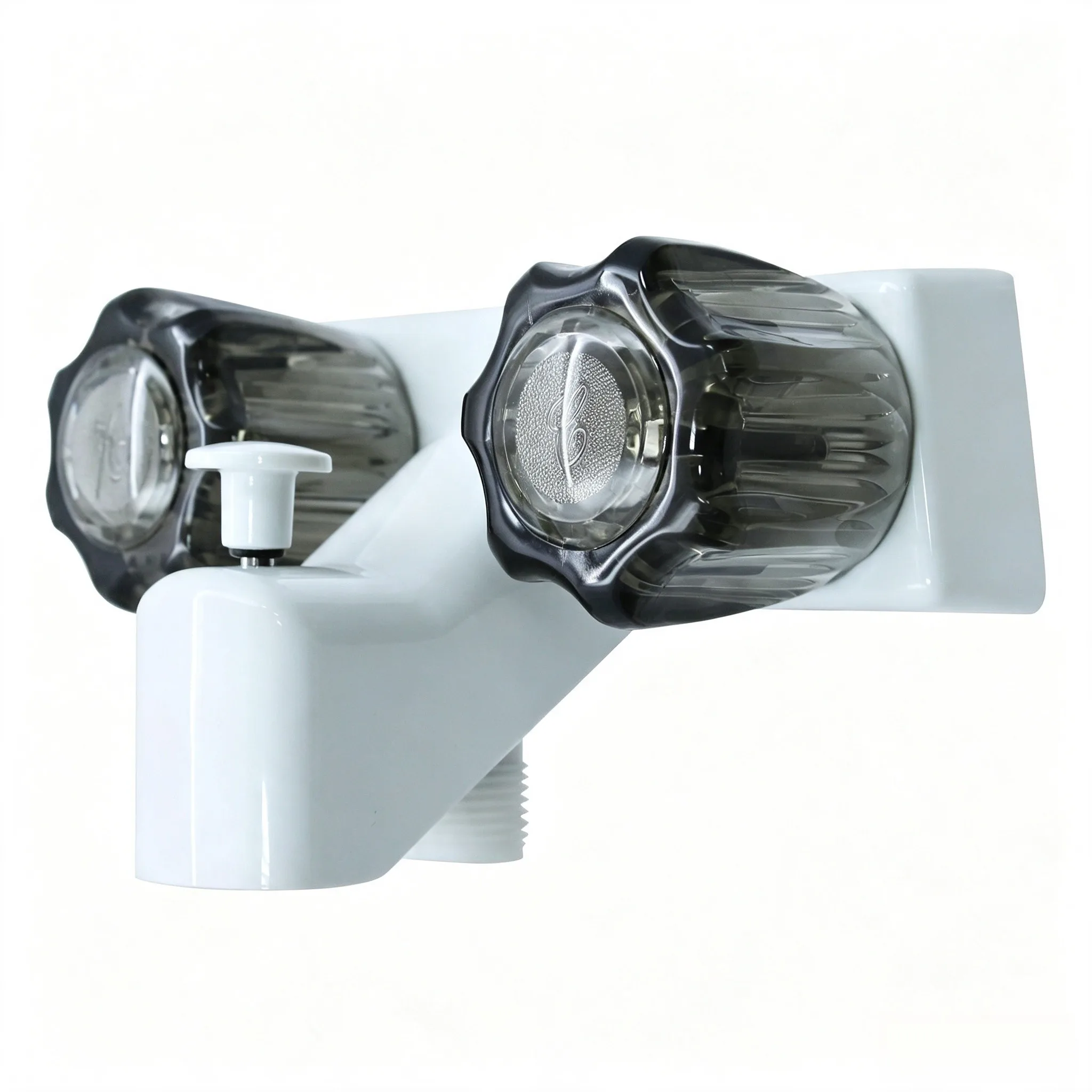 2 Hole Shower Faucet 4 Inch On Center Wall Mount for RV For Camper Trailer Bathroom Compact Plastic Faucet Black White