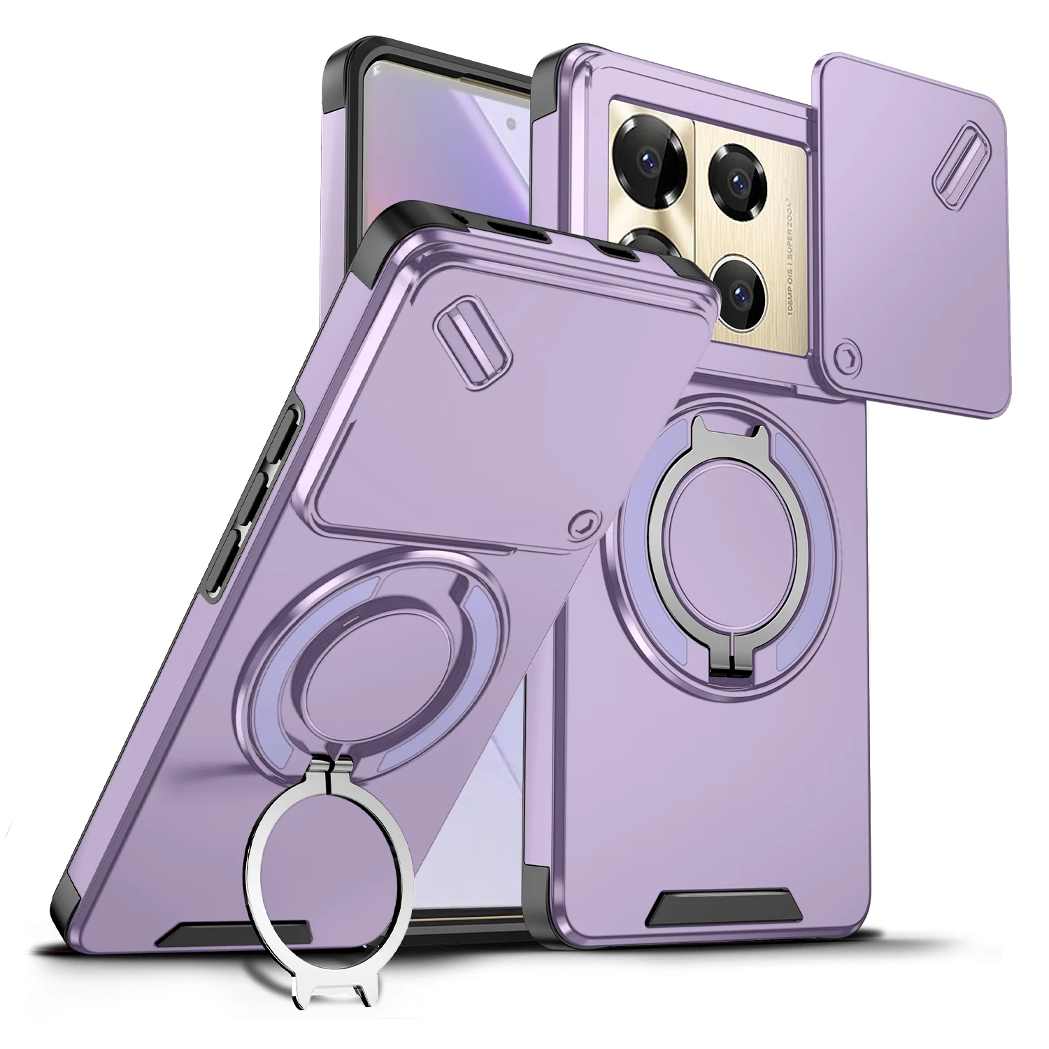 Magnetic Case Smart - スライドレンズプロテクト付きMagsafeホルダーケース Infinix Note 40 50 Pro