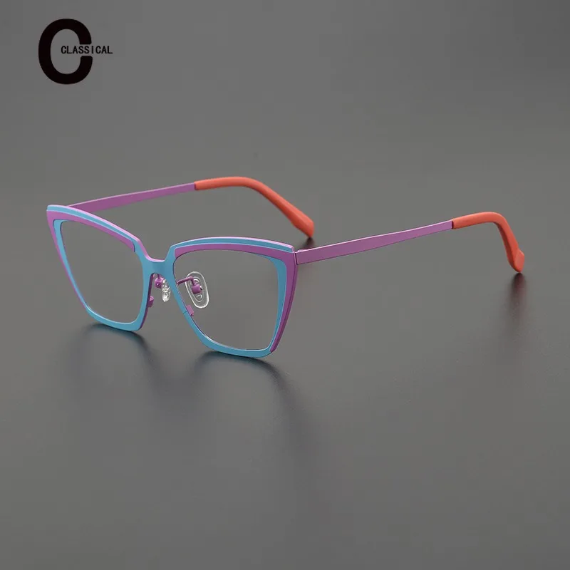 Cat's Eye High Quality Pure Titanium Frames Optical Lenses Prescription Glasses Men and Women Fashion Color Matching  Frames