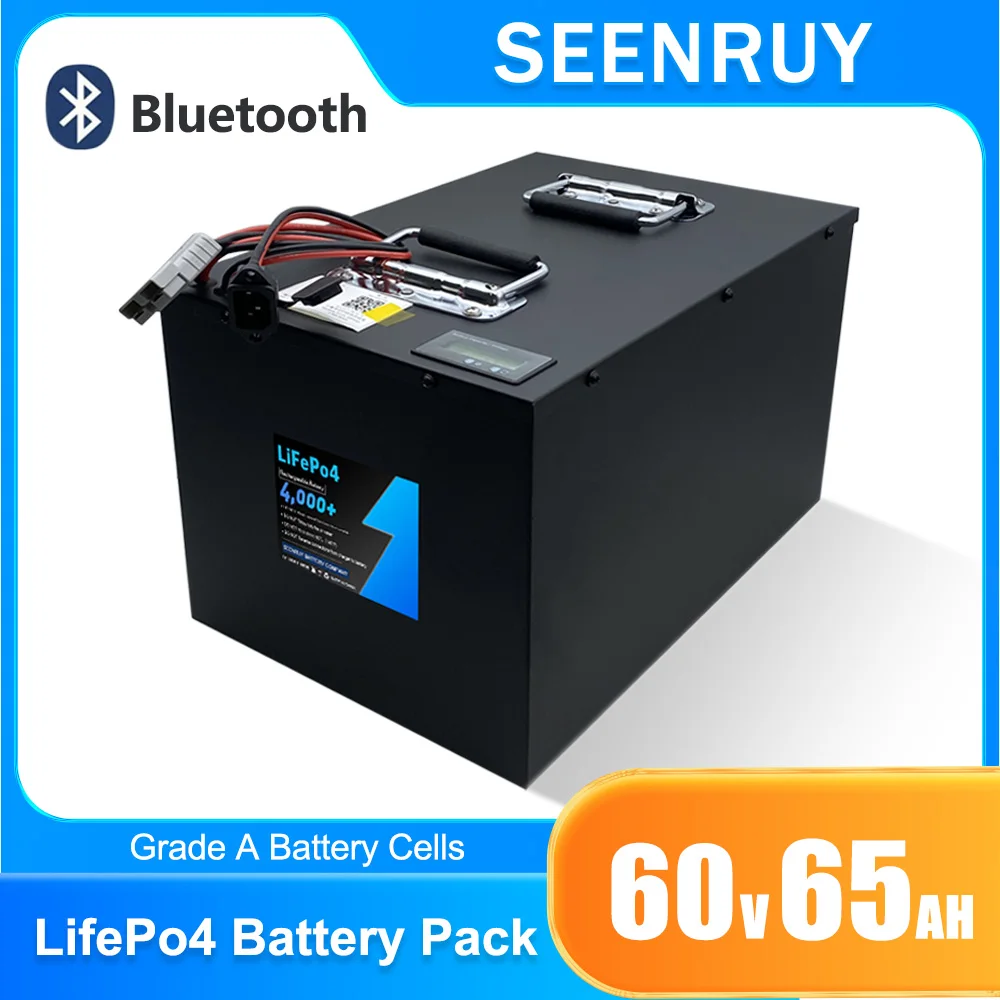 

SEENRUY 60V 65AH Lifepo4 Built in 80A BMS Lithium Iron Phosphate Battery Perfect For Electric Tricycle Motorcycle Golf cart