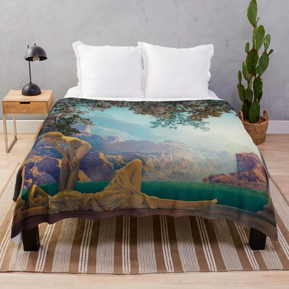 Maxfield Parrish. Daybreak. 1923 Throw Blanket Personalized Gift christmas decoration Flannels Blankets