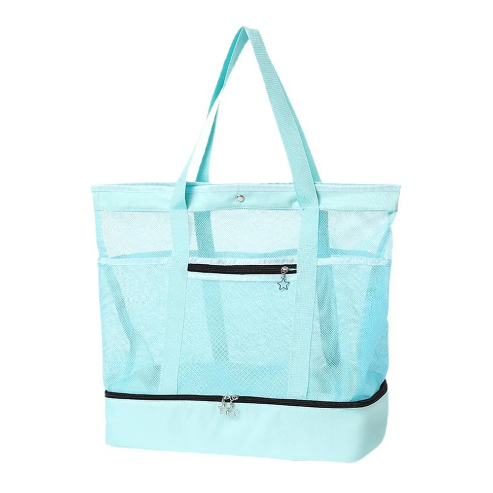 

Heat Preservation Picnic Beach Bag Double-layer Storage Transparent Mesh Mesh Transparent Bag Foldable Lightweight