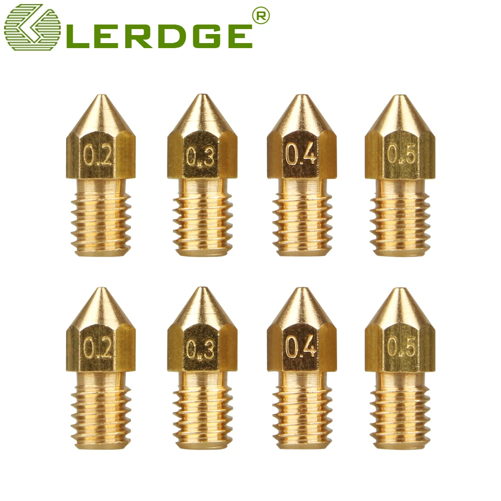 LERDGE 3d Printer Parts New MK8 Nozzle Print Extruder Hotend 1.75mm  Brass Copper 0.2 0.3 0.4 0.5 Makerbot Accessories