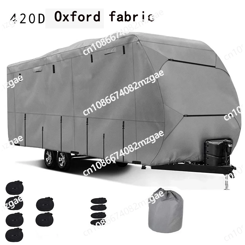 Camping RV Cover Waterproof Touring Car Cover 420D Oxford Cloth Trailer RV Cover Sunroof Convertible Hardtop