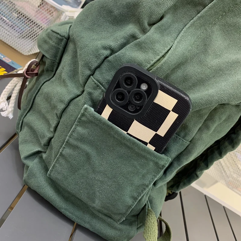100% Cotton Fabric Backpacks 2023 Winter Soft Canvas School Bags Solid Cloth Book Bags Quality Simple Green Korea Satchels
