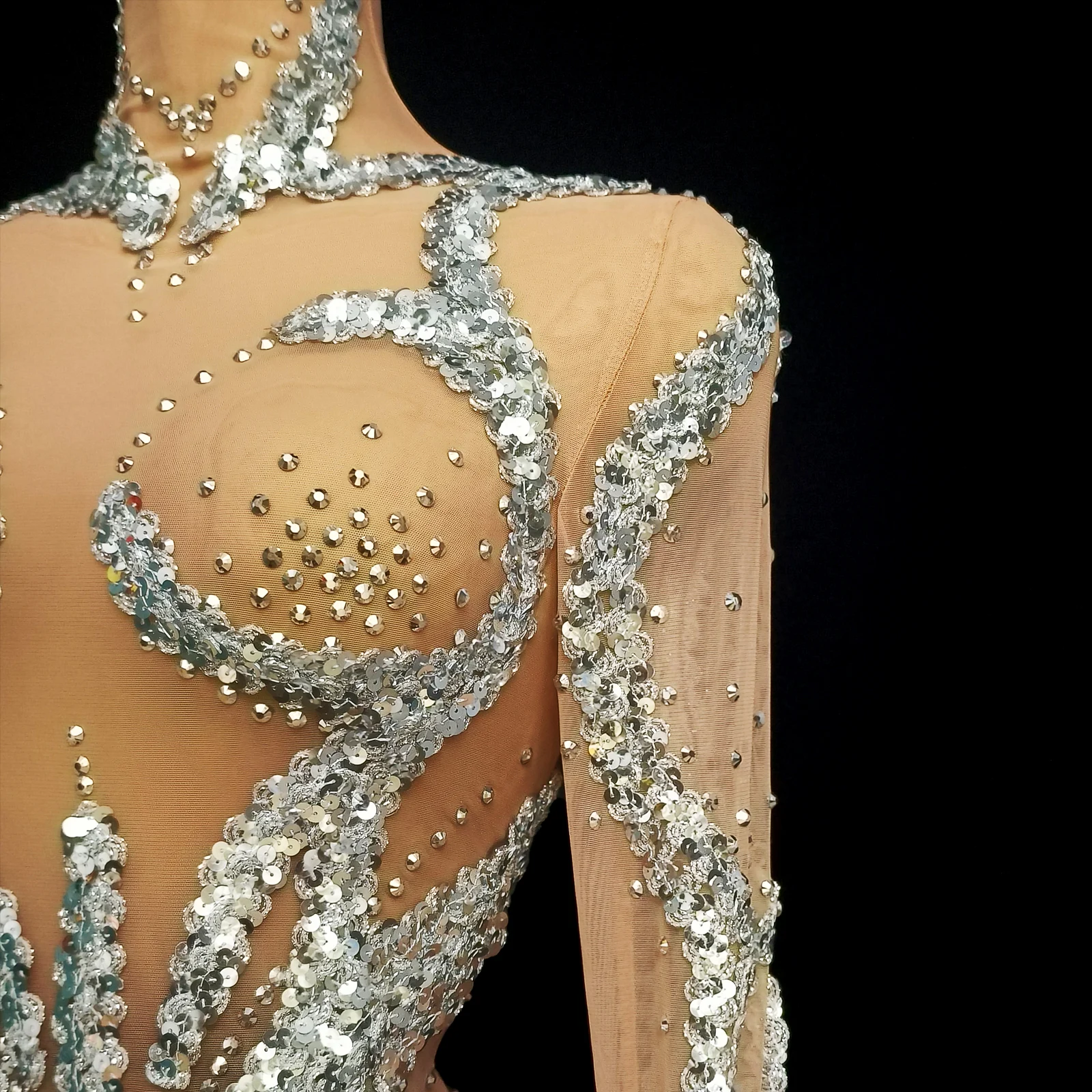 Rhinestone Bodysuit for Women Sparkly Jumpsuit Sexy Club Party Dance Costume Performance Wear Bodysuit Drag Queen