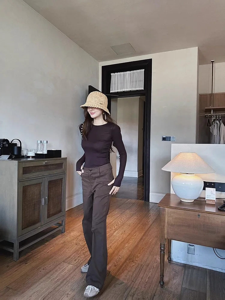 

Loose Straight Leg Casual Pants Women's Autumn New Sle Versatile Wide Leg Pants Faionable Long Pants High Waist Zipper