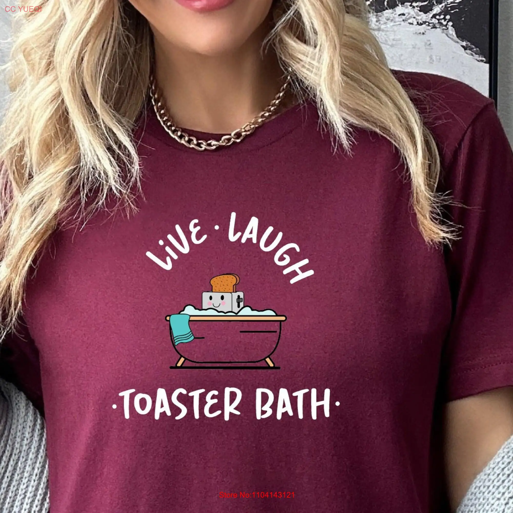 Camiseta divertida de manga larga o corta para baño, traje de Humor oscuro sarcástico, Live Laugh, tostadora