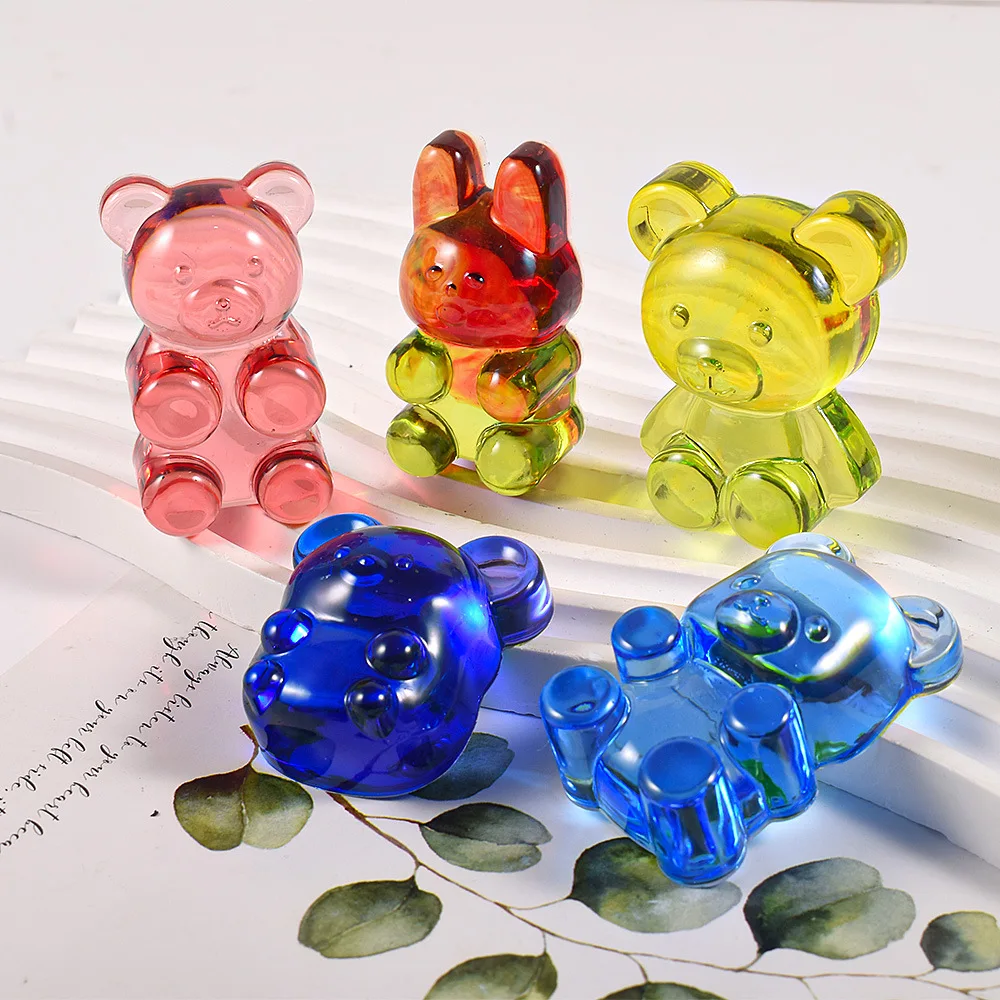 3D Bear Silicone Mold DIY Bear Rabbit Mouse Crystal Epoxy Resin Moud  Handmade Keychain Pendant Ornaments Mould Home Decor