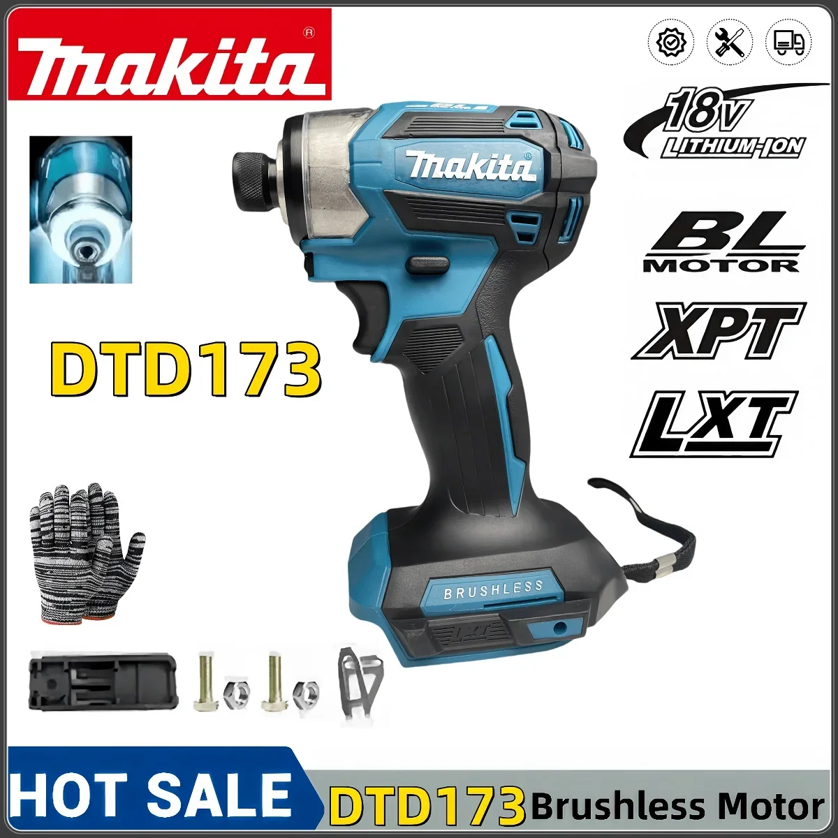 Makita DTD173 1800rpm Cordless Impact Driver 180Nm Brushless Motor Electric Drill Wood/Bolt/T-Mode For Makita 18V