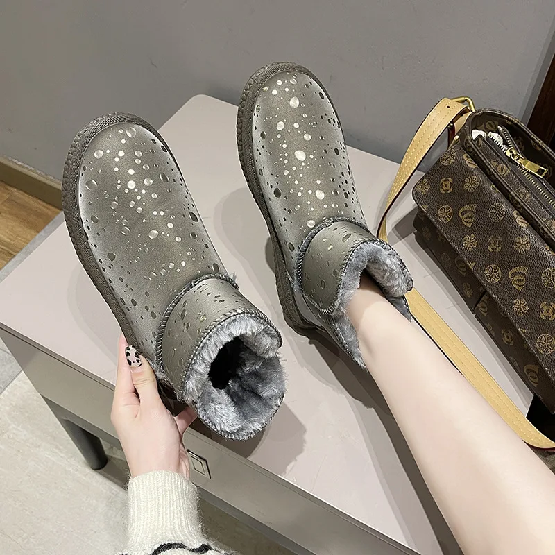 Short Tube Warm Cotton Boots 2023 Winter New Korean Version of Women Plus Fleece Thick Snow Boots Thick Soled Cotton Shoes